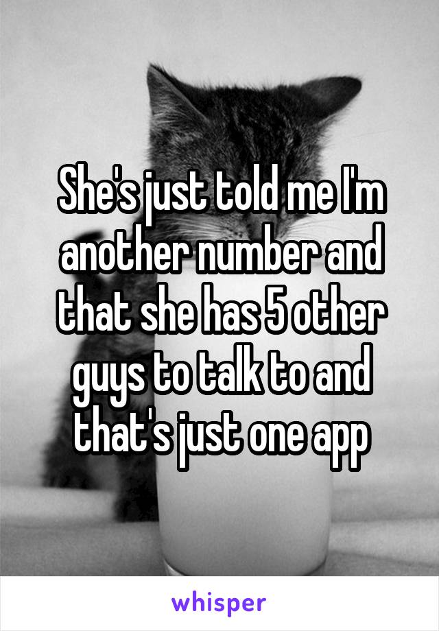 She's just told me I'm another number and that she has 5 other guys to talk to and that's just one app