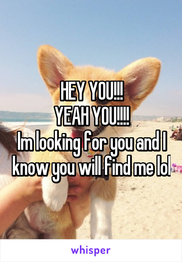 HEY YOU!!!
YEAH YOU!!!!
Im looking for you and I know you will find me lol