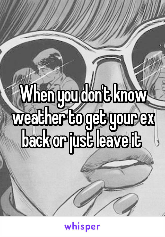 When you don't know weather to get your ex back or just leave it 