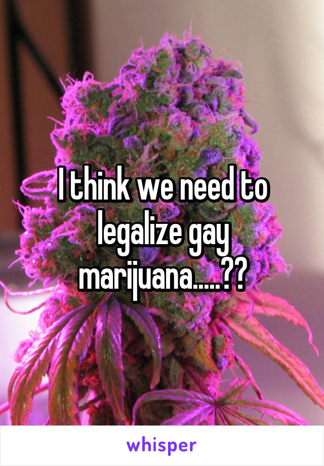 I think we need to legalize gay marijuana.....??