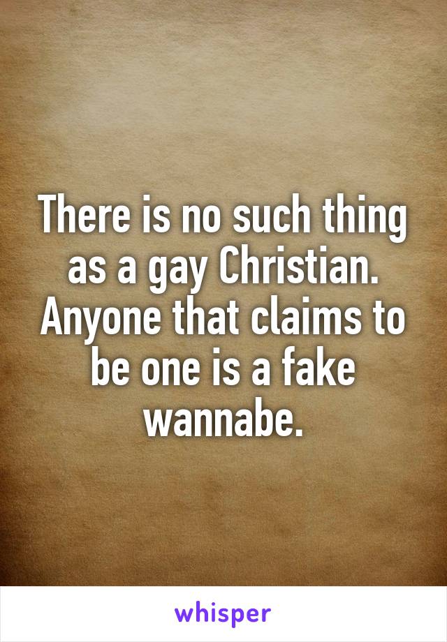 There is no such thing as a gay Christian. Anyone that claims to be one is a fake wannabe.