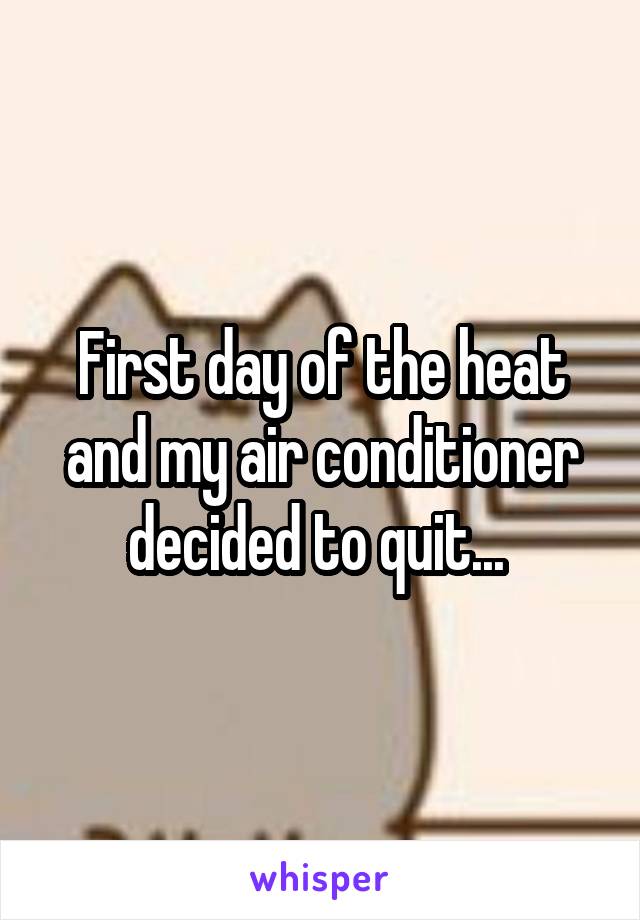 First day of the heat and my air conditioner decided to quit... 