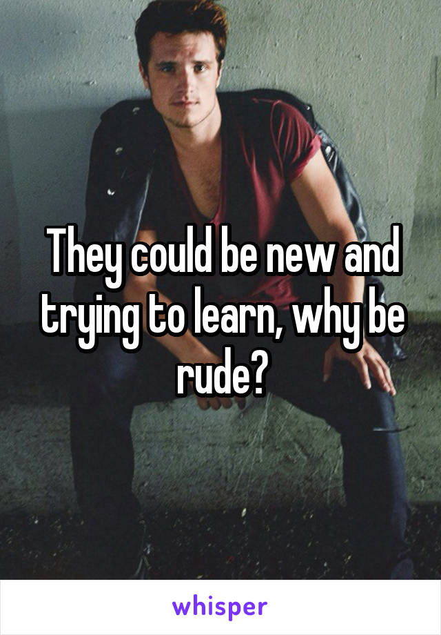 They could be new and trying to learn, why be rude?