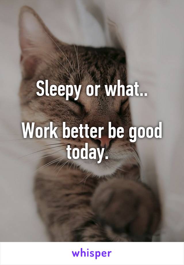 Sleepy or what..

Work better be good today.  
