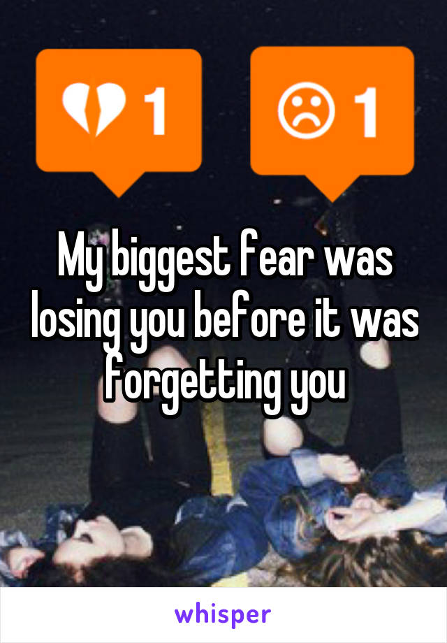 My biggest fear was losing you before it was forgetting you