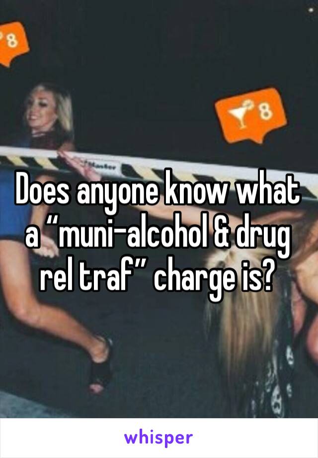Does anyone know what a “muni-alcohol & drug rel traf” charge is?