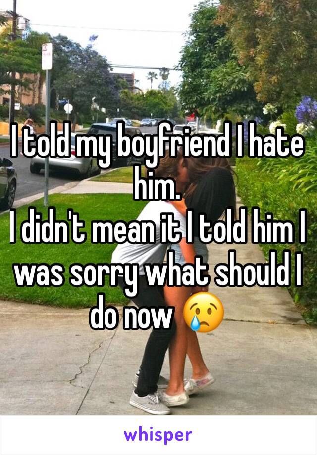 I told my boyfriend I hate him. 
I didn't mean it I told him I was sorry what should I do now 😢