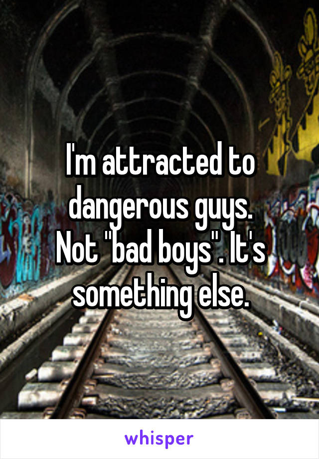 I'm attracted to dangerous guys.
Not "bad boys". It's something else.