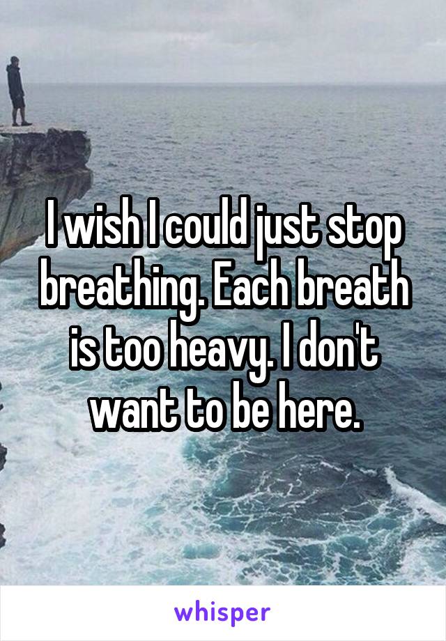 I wish I could just stop breathing. Each breath is too heavy. I don't want to be here.