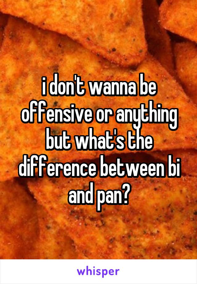 i don't wanna be offensive or anything but what's the difference between bi and pan?