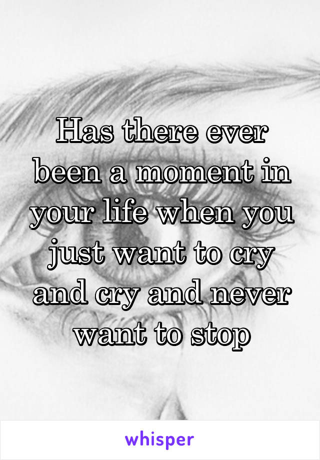 Has there ever been a moment in your life when you just want to cry and cry and never want to stop