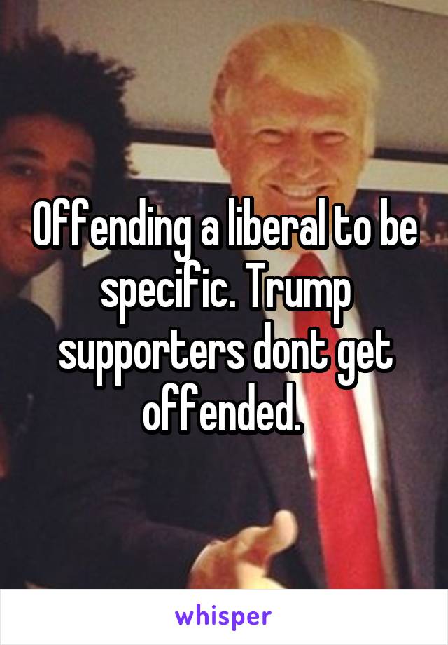 Offending a liberal to be specific. Trump supporters dont get offended. 