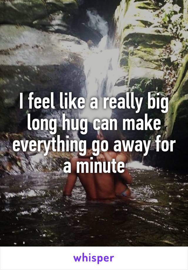 I feel like a really big long hug can make everything go away for a minute