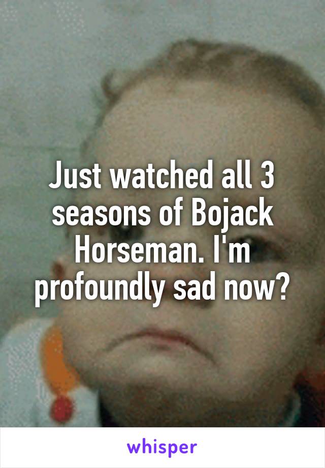 Just watched all 3 seasons of Bojack Horseman. I'm profoundly sad now?