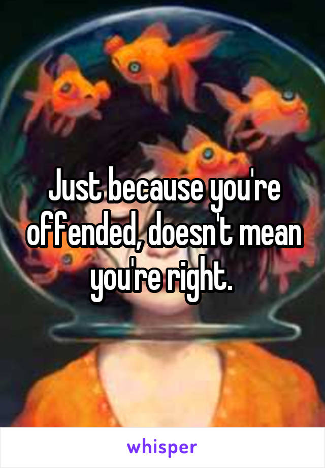 Just because you're offended, doesn't mean you're right. 