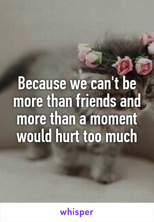 Because we can't be more than friends and more than a moment would hurt too much