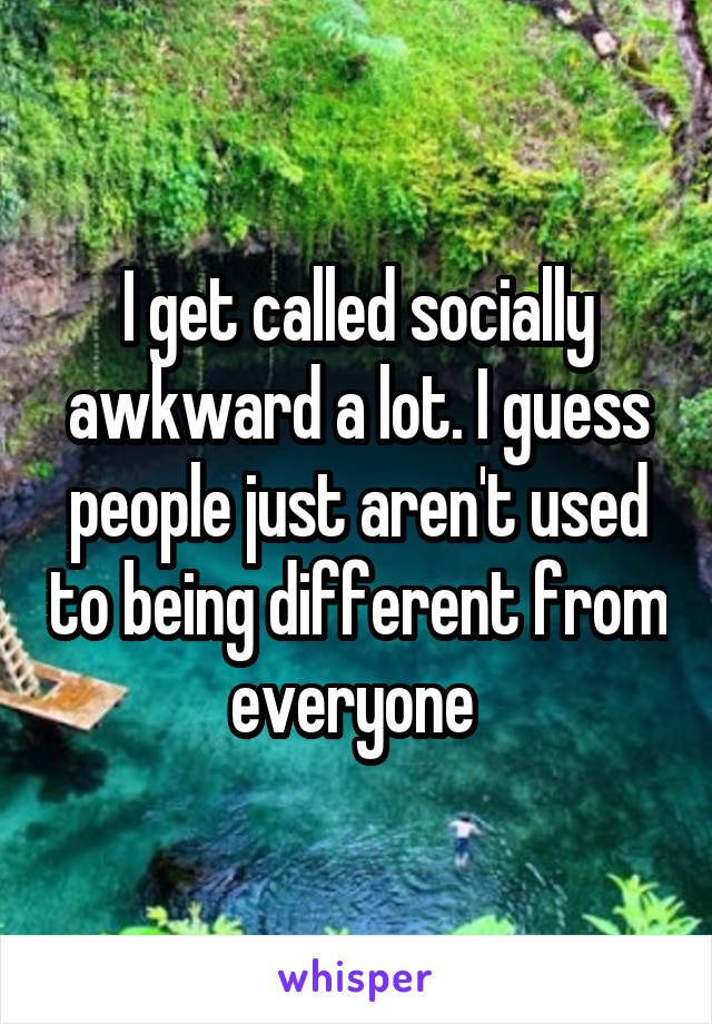 I get called socially awkward a lot. I guess people just aren't used to being different from everyone 