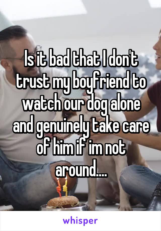 Is it bad that I don't trust my boyfriend to watch our dog alone and genuinely take care of him if im not around....