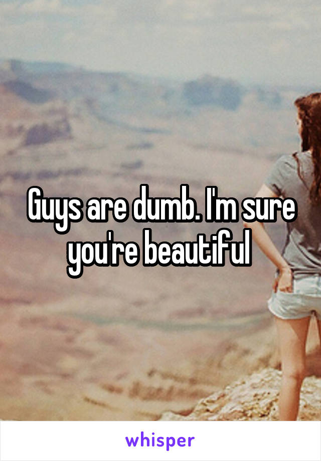 Guys are dumb. I'm sure you're beautiful 