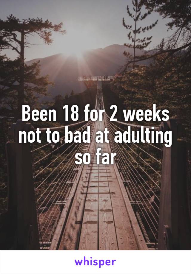 Been 18 for 2 weeks not to bad at adulting so far