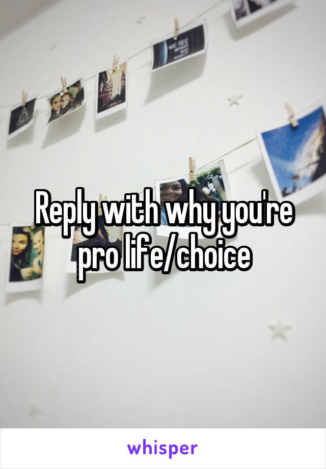 Reply with why you're pro life/choice