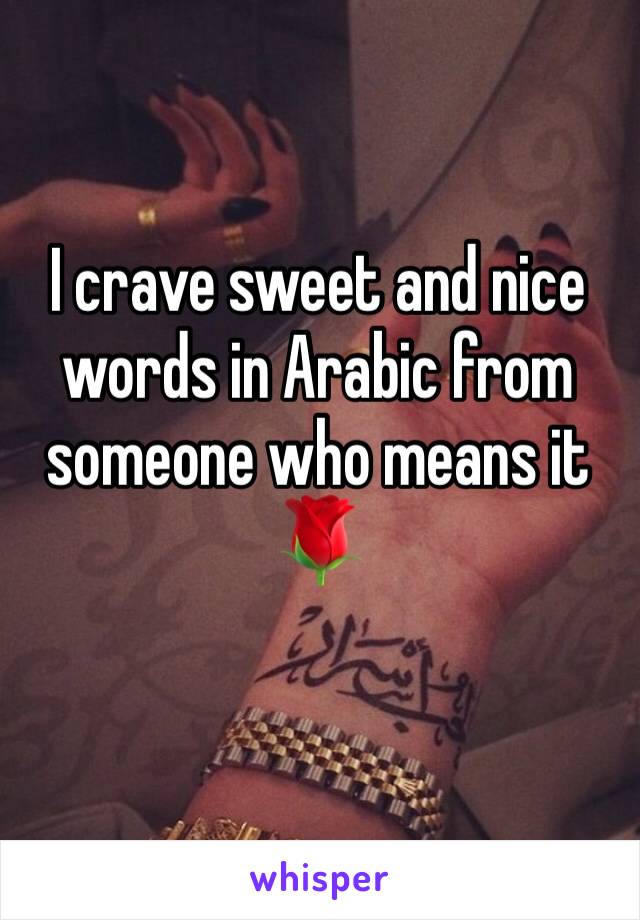 I crave sweet and nice words in Arabic from someone who means it 🌹