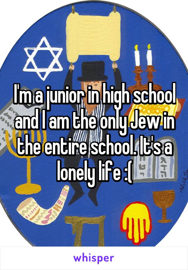 I'm a junior in high school and I am the only Jew in the entire school. It's a lonely life :(