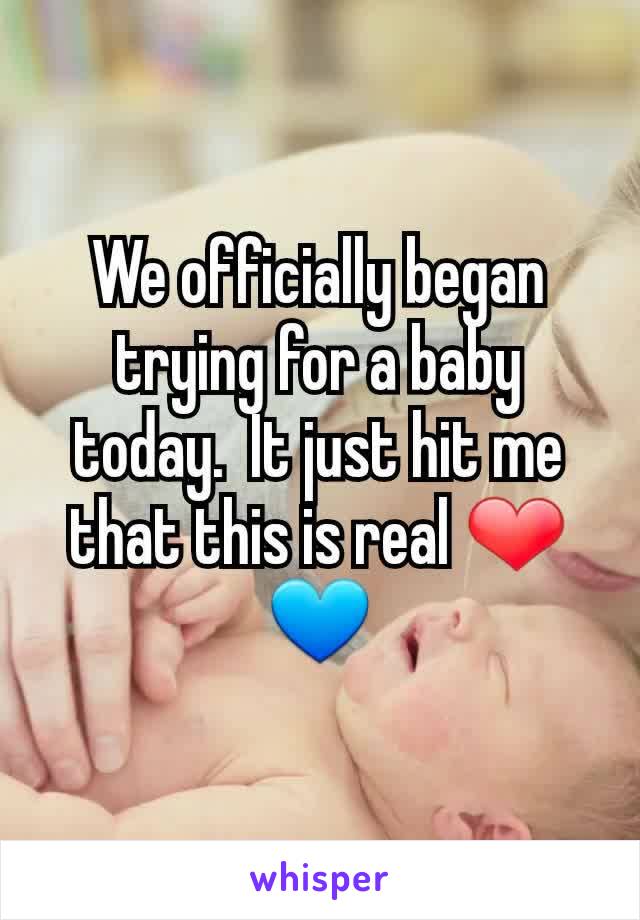 We officially began trying for a baby today.  It just hit me that this is real ❤💙