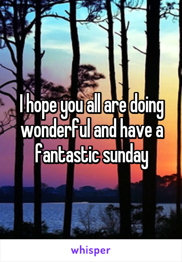 I hope you all are doing wonderful and have a fantastic sunday