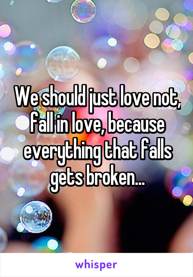 We should just love not, fall in love, because everything that falls gets broken...