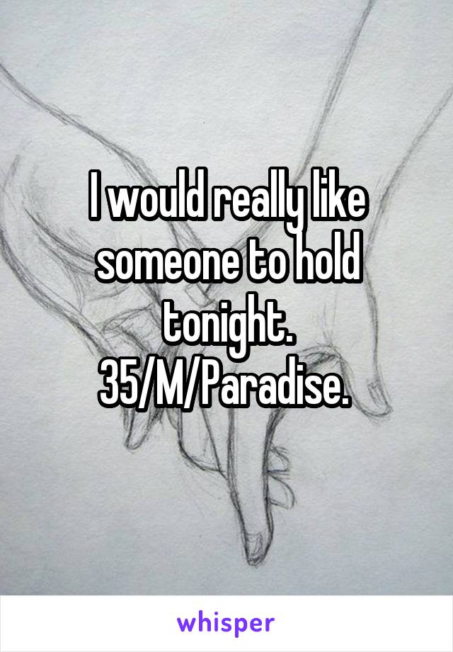 I would really like someone to hold tonight.
35/M/Paradise. 
