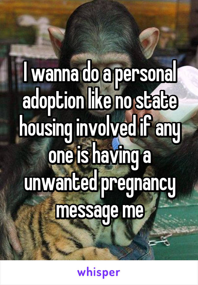 I wanna do a personal adoption like no state housing involved if any one is having a unwanted pregnancy message me