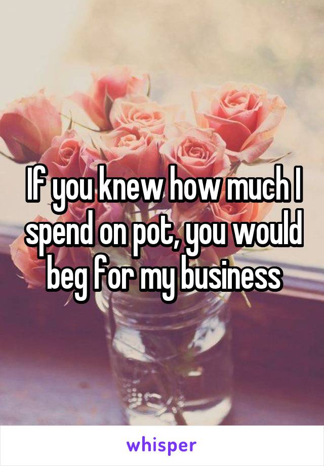 If you knew how much I spend on pot, you would beg for my business