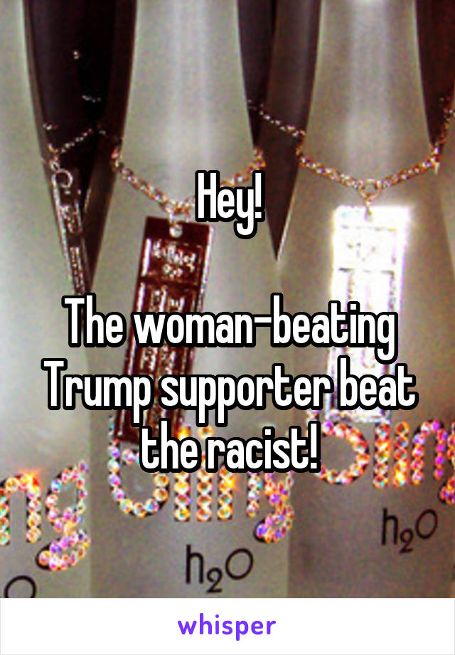 Hey!

The woman-beating Trump supporter beat the racist!