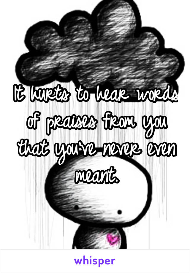 It hurts to hear words of praises from you that you've never even meant.