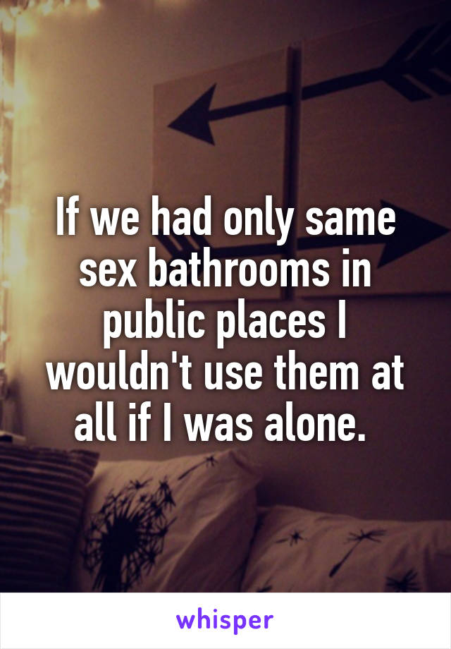 If we had only same sex bathrooms in public places I wouldn't use them at all if I was alone. 