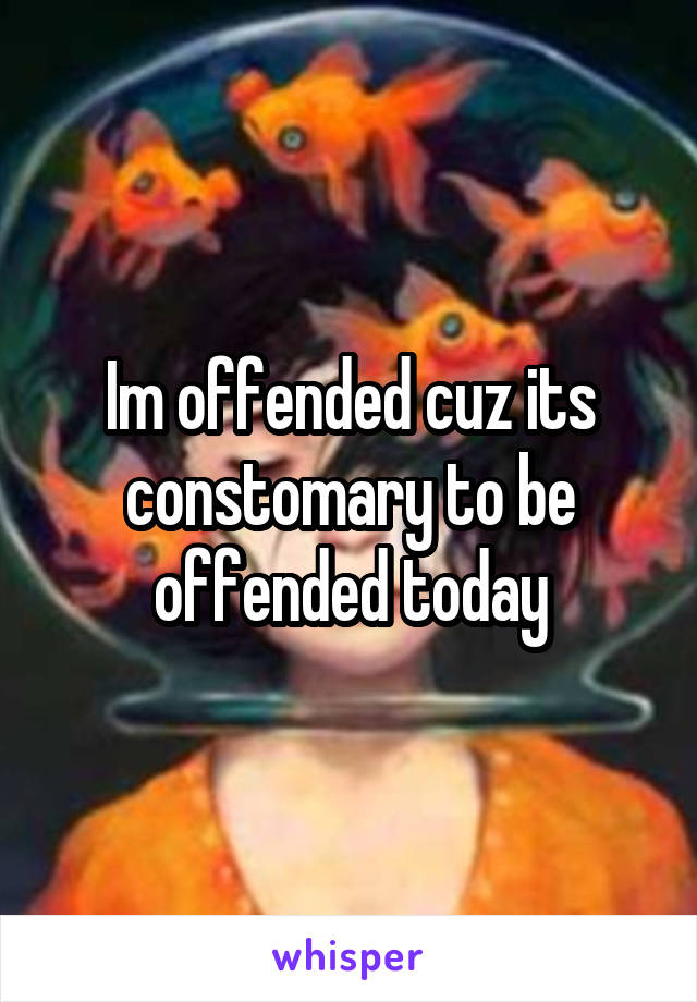 Im offended cuz its constomary to be offended today