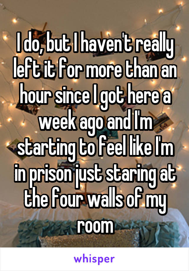 I do, but I haven't really left it for more than an hour since I got here a week ago and I'm starting to feel like I'm in prison just staring at the four walls of my room