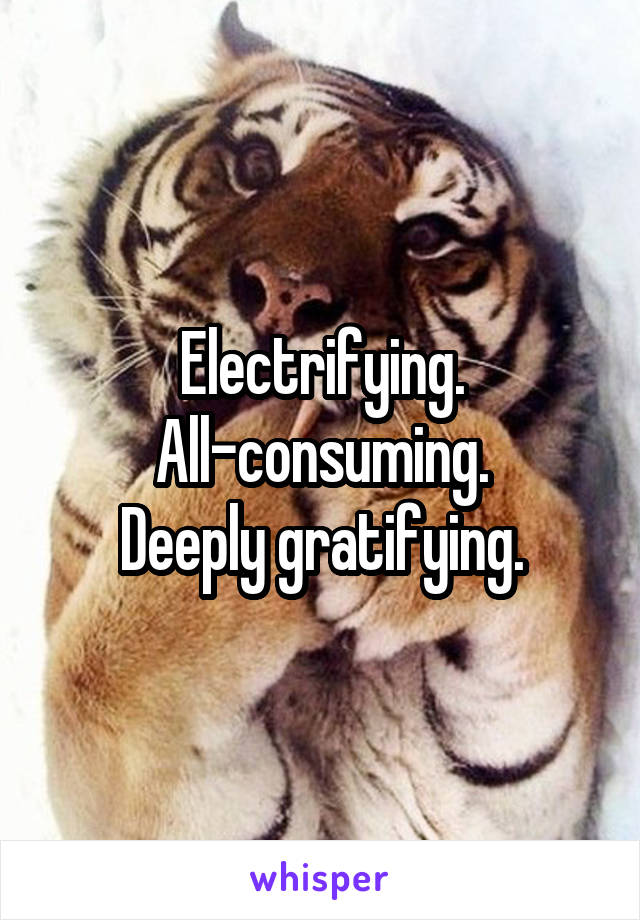 Electrifying.
All-consuming.
Deeply gratifying.