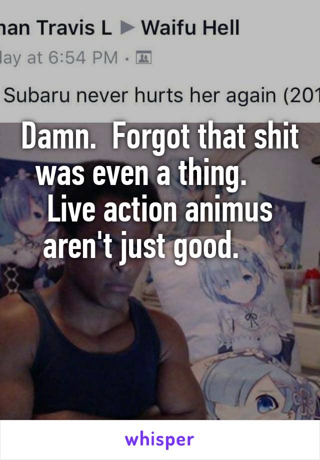 Damn.  Forgot that shit was even a thing.     
Live action animus aren't just good.     

