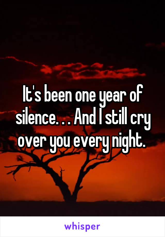 It's been one year of silence. . . And I still cry over you every night. 