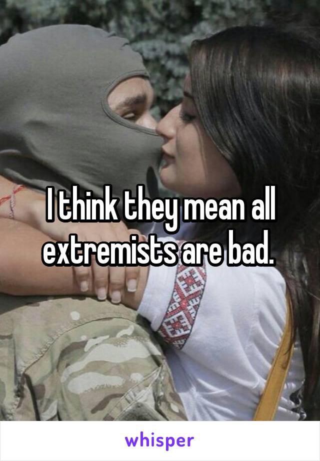 I think they mean all extremists are bad. 