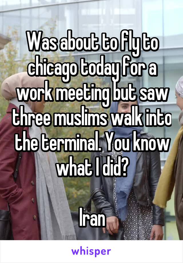 Was about to fly to chicago today for a work meeting but saw three muslims walk into the terminal. You know what I did?

Iran