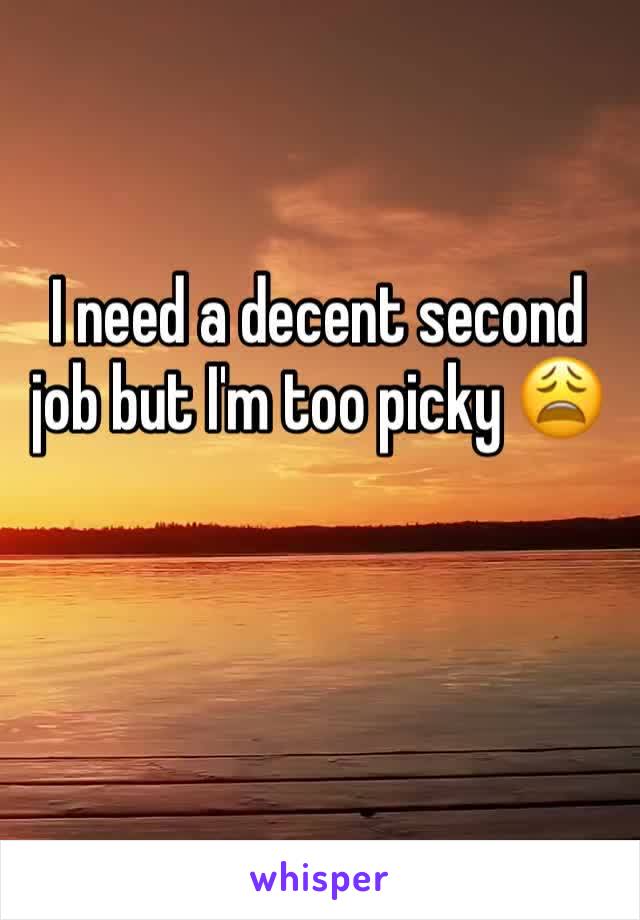 I need a decent second job but I'm too picky 😩