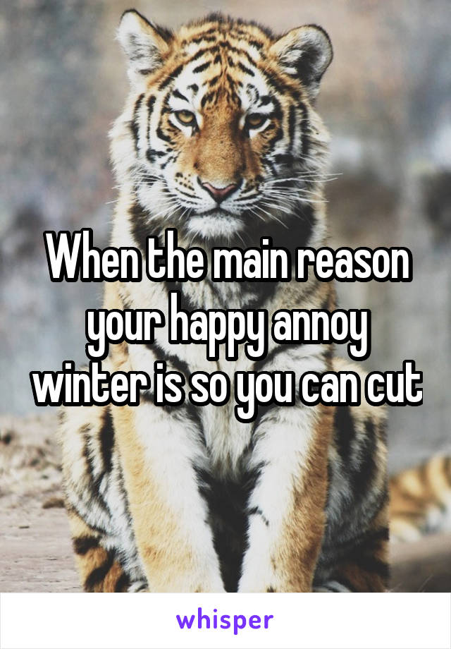 When the main reason your happy annoy winter is so you can cut