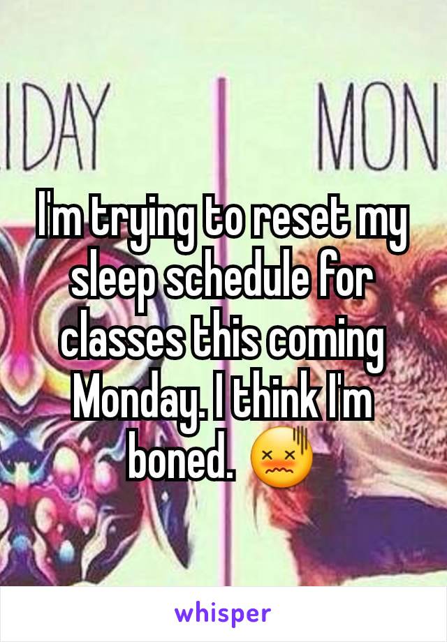 I'm trying to reset my sleep schedule for classes this coming Monday. I think I'm boned. 😖