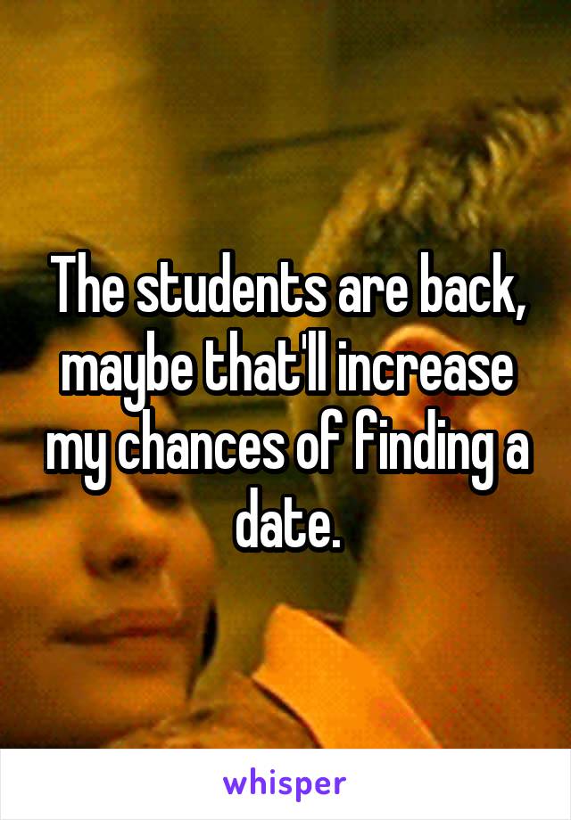 The students are back, maybe that'll increase my chances of finding a date.