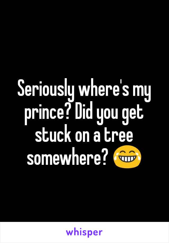 Seriously where's my prince? Did you get stuck on a tree somewhere? 😂