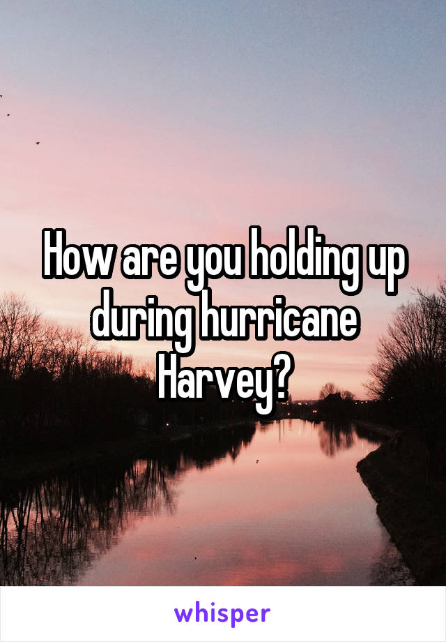 How are you holding up during hurricane Harvey?