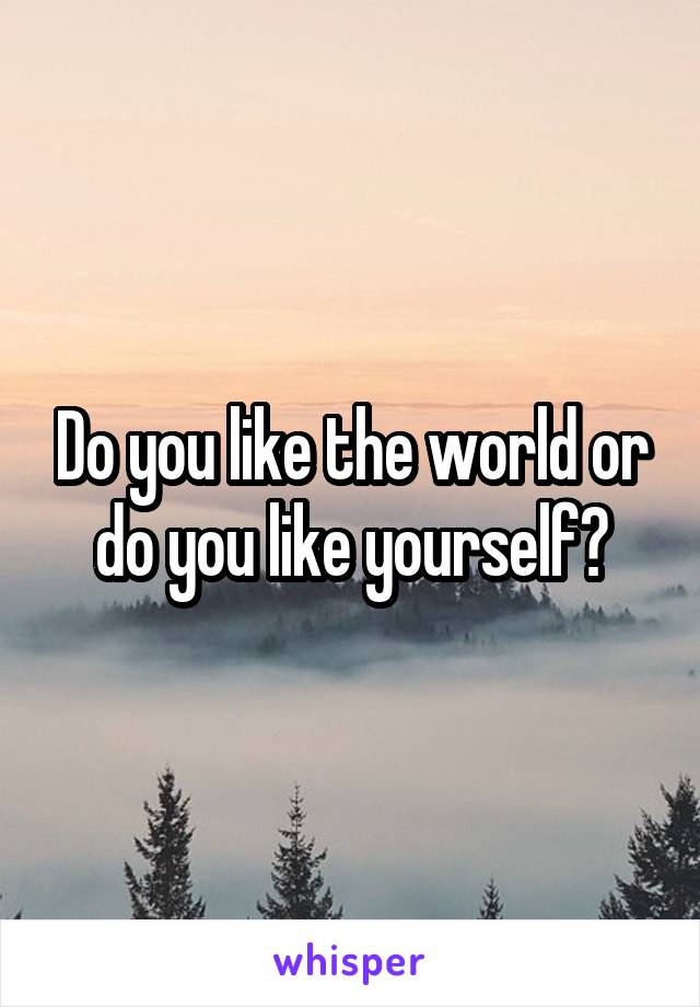 Do you like the world or do you like yourself?